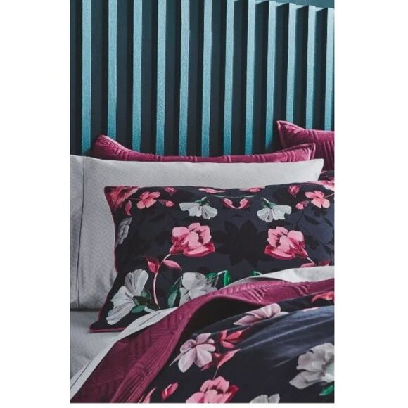 Ted Baker London Blue Floral Rhubarb Duvet Cover & Shams Set Sz Queen New - Picture 2 of 10
